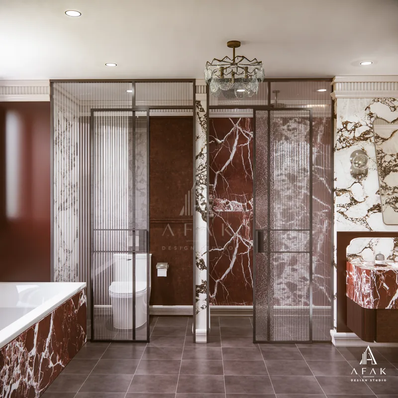 Burgundy Marble Bathroom — view 5
