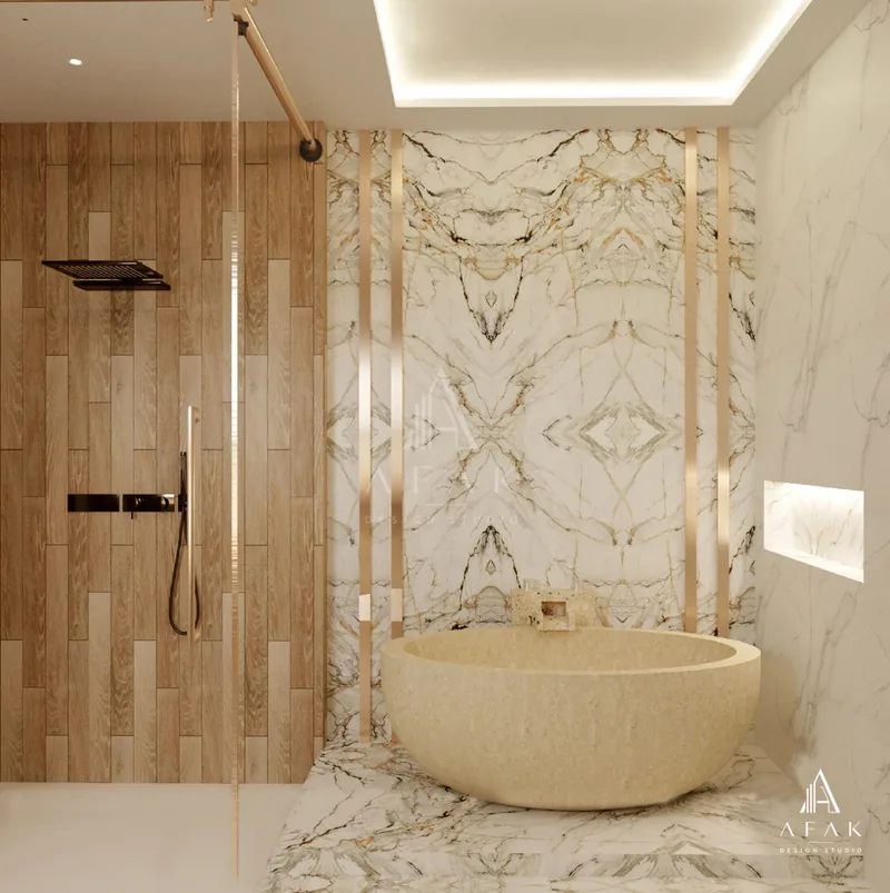 Marble and Timber Bathroom — view 2